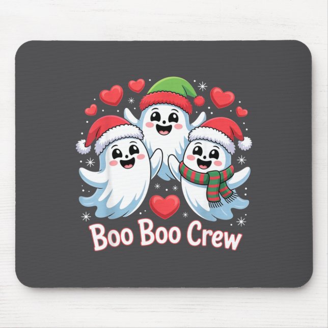 Boo-boo Crew Christmas Ghost Santa Hat Halloween H Mouse Mat (Front)