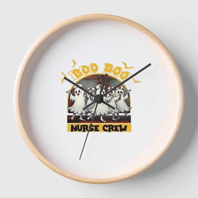 BOO BOO CREW CLASSIC NURSE HALLOWEEN T-SHIRT Overs Clock (Front)
