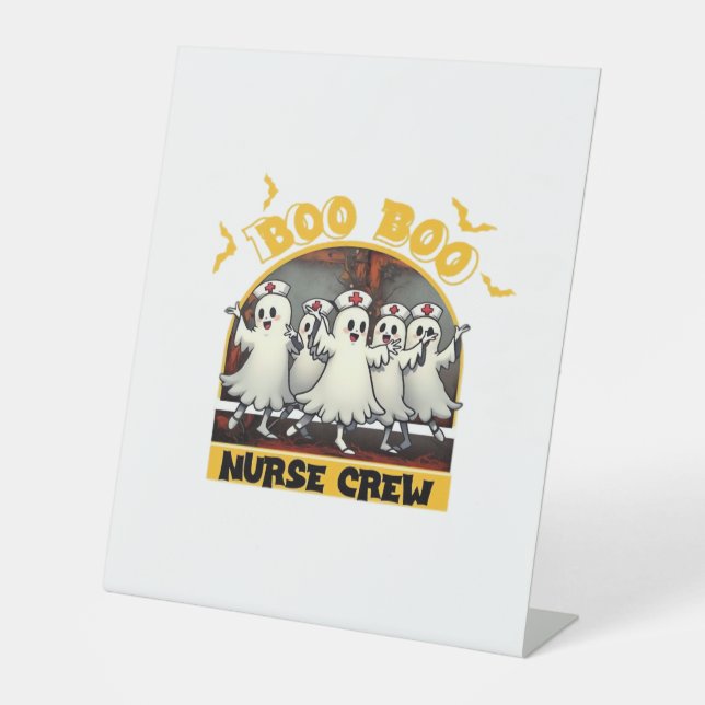 BOO BOO CREW CLASSIC NURSE HALLOWEEN T-SHIRT Overs Pedestal Sign (Front)