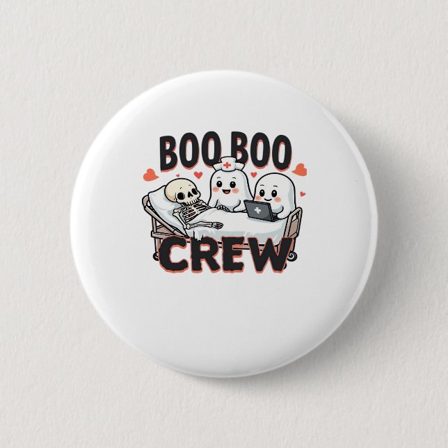 Boo Boo Crew Cute Halloween Nurse Ghosts Essential 6 Cm Round Badge (Front)
