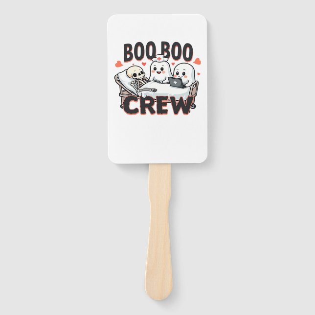 Boo Boo Crew Cute Halloween Nurse Ghosts Essential Hand Fan (Front)
