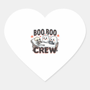 Boo Boo Crew Cute Halloween Nurse Ghosts Essential Heart Sticker