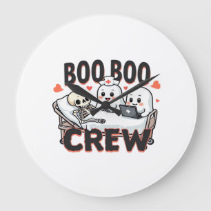 Boo Boo Crew Cute Halloween Nurse Ghosts Essential Large Clock