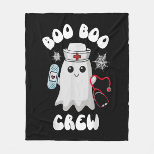 Boo Boo Crew Cute Nurse Ghost Funny Halloween Fleece Blanket