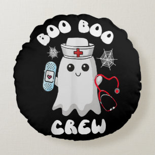 Boo Boo Crew Cute Nurse Ghost Funny Halloween Round Cushion