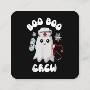 Boo Boo Crew Cute Nurse Ghost Funny Halloween Square Business Card