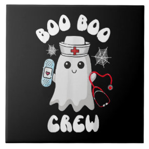 Boo Boo Crew Cute Nurse Ghost Funny Halloween Tile