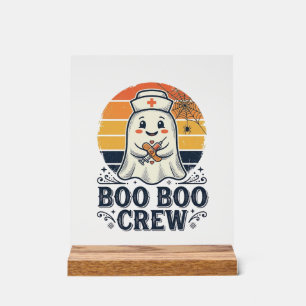 Boo Boo Crew Cute Nurse Ghost Halloween Shirt Desi Acrylic Sign