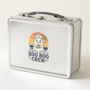 Boo Boo Crew Cute Nurse Ghost Halloween Shirt Desi Metal Lunch Box
