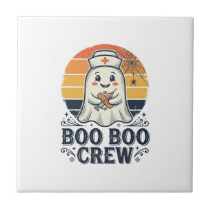 Boo Boo Crew Cute Nurse Ghost Halloween Shirt Desi Tile