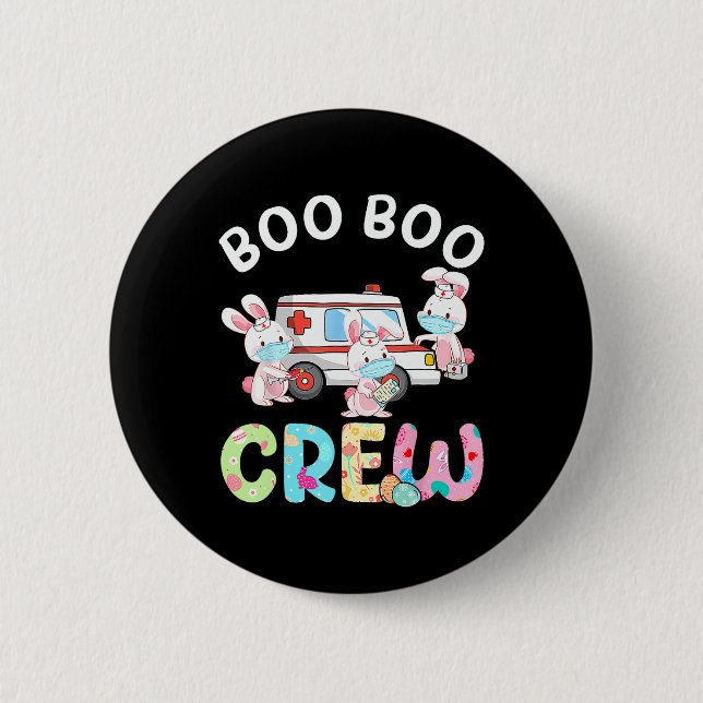 Boo Boo Crew Fun Bunny Ems Emt Paramedic Nurse Eas 6 Cm Round Badge (Front)