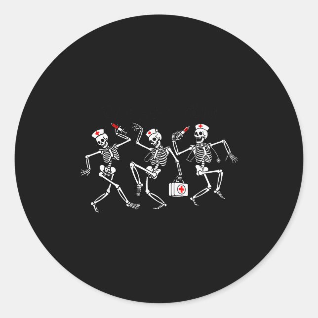 Boo Boo Crew Funny Dancing Skeleton Nurse Squad Ha Classic Round Sticker (Front)