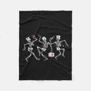 Boo Boo Crew Funny Dancing Skeleton Nurse Squad Ha Fleece Blanket