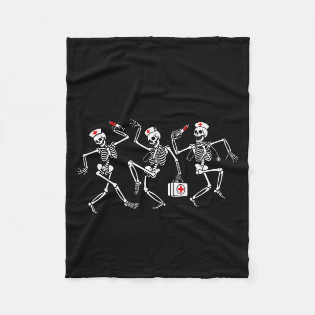 Boo Boo Crew Funny Dancing Skeleton Nurse Squad Ha Fleece Blanket (Front)