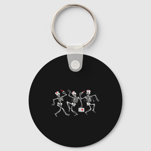 Boo Boo Crew Funny Dancing Skeleton Nurse Squad Ha Key Ring (Front)