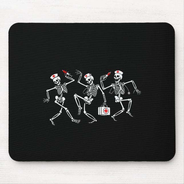 Boo Boo Crew Funny Dancing Skeleton Nurse Squad Ha Mouse Mat (Front)