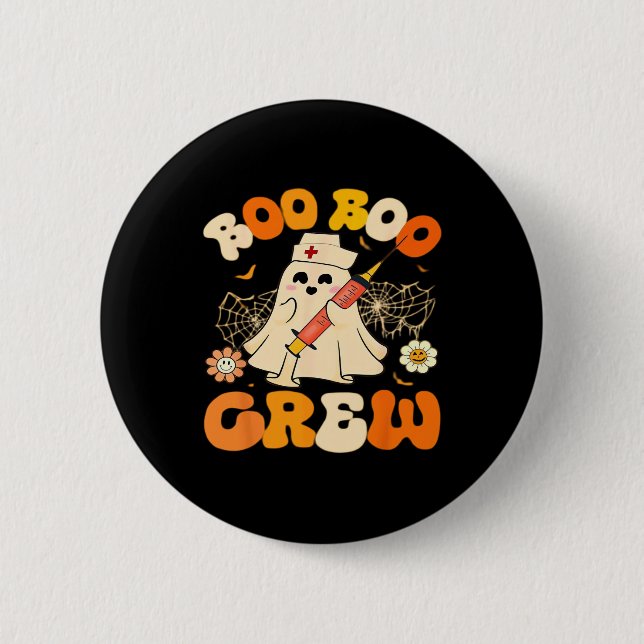 Boo Boo Crew Funny Ghost For Nurse, Retro Hallowee 6 Cm Round Badge (Front)