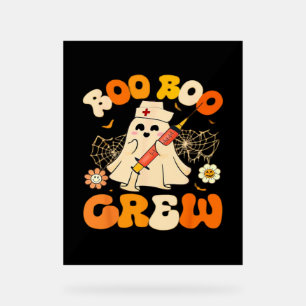 Boo Boo Crew Funny Ghost For Nurse, Retro Hallowee Acrylic Sign