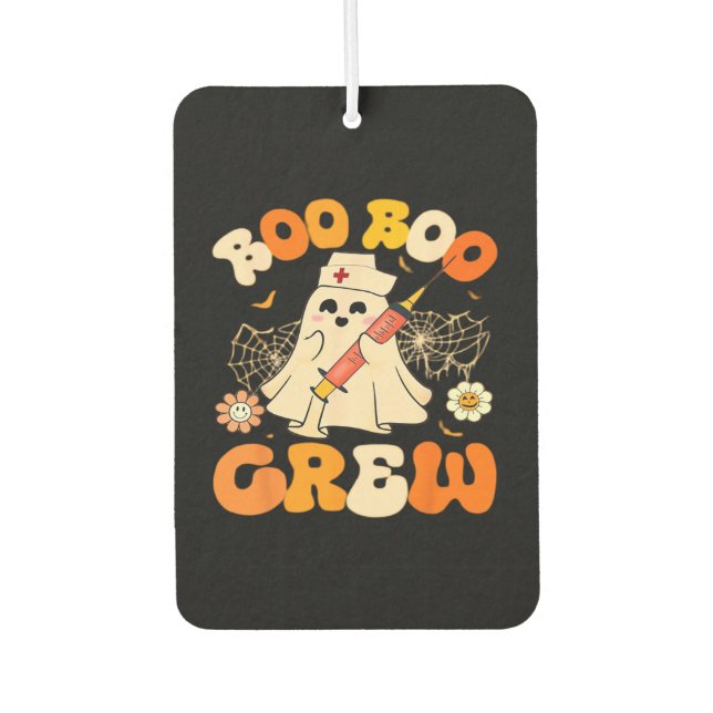 Boo Boo Crew Funny Ghost For Nurse, Retro Hallowee Car Air Freshener (Front)