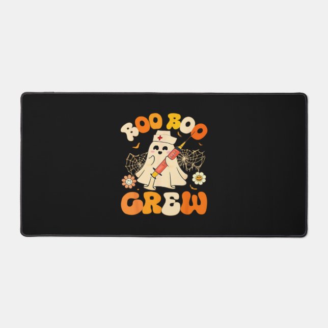 Boo Boo Crew Funny Ghost For Nurse, Retro Hallowee Desk Mat (Front)