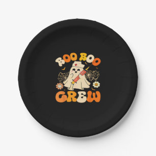 Boo Boo Crew Funny Ghost For Nurse, Retro Hallowee Paper Plate