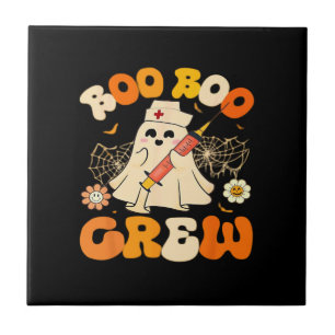 Boo Boo Crew Funny Ghost For Nurse, Retro Hallowee Tile