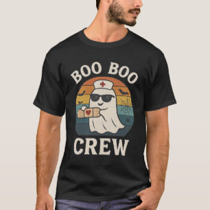 Boo Boo Crew Funny Ghost Nurse Halloween Retro T-Shirt