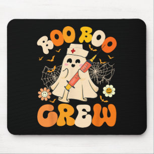 Boo Boo Crew Funny Ghost Nurse Retro Halloween Nur Mouse Mat