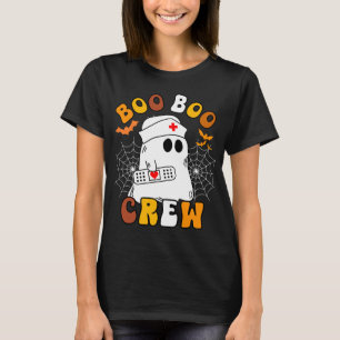 Boo Boo Crew Funny Groovy Nurse Ghost Halloween T-Shirt