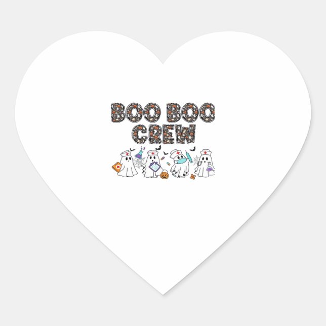 Boo Boo Crew � Funny Halloween Nurse Ghosts Medica Heart Sticker (Front)