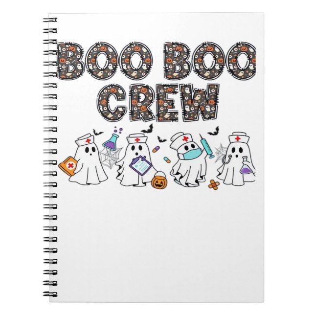 Boo Boo Crew � Funny Halloween Nurse Ghosts Medica Notebook (Front)