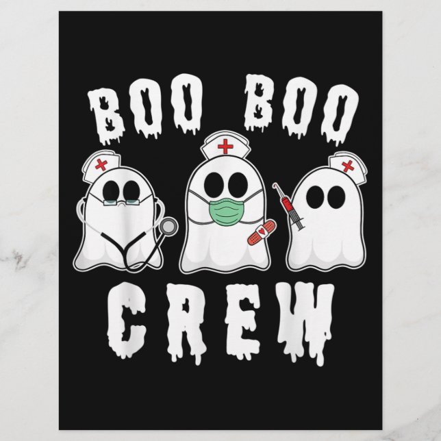 Boo Boo Crew Funny Nurse Ghost Costume Halloween Custom Letterhead (Front)