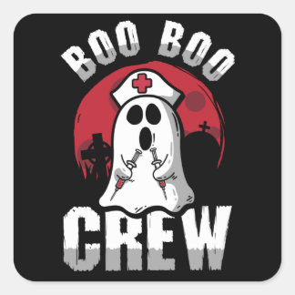 Boo Boo Crew Funny Nurse Halloween Square Sticker