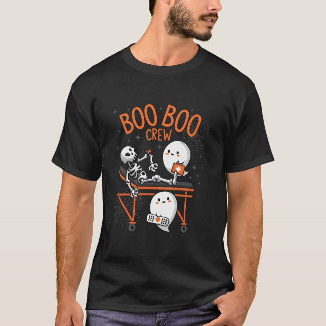 Boo Boo Crew Ghost Doctor Paramedic Emt Nurse Hall T-Shirt (Front)