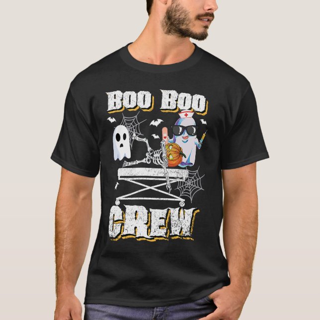 Boo Boo Crew Ghost EMS EMT Paramedic Nurse Hallowe T-Shirt (Front)