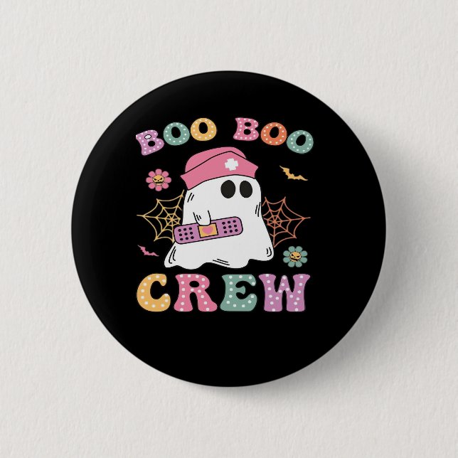 Boo Boo Crew Ghost Nurse Classic T-Shirt 6 Cm Round Badge (Front)