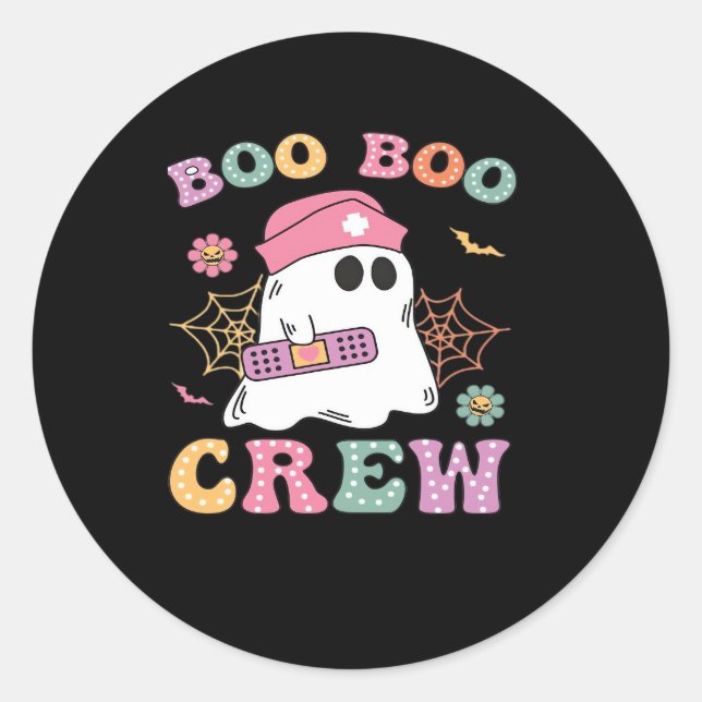 Boo Boo Crew Ghost Nurse Classic T-Shirt Classic Round Sticker (Front)