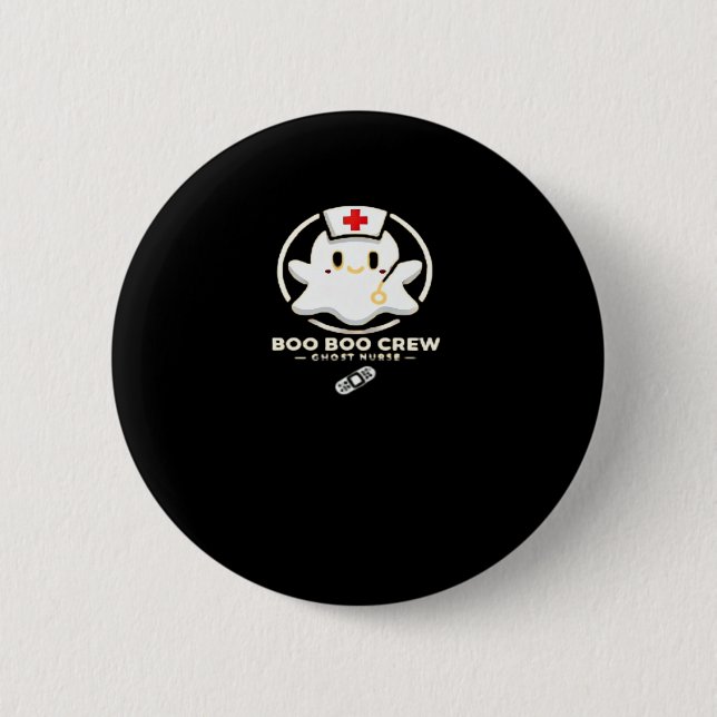 Boo Boo Crew Ghost Nurse - Cute and Spooky Hallowe 6 Cm Round Badge (Front)