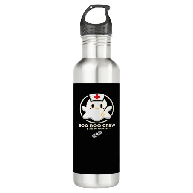 Boo Boo Crew Ghost Nurse - Cute and Spooky Hallowe 710 Ml Water Bottle (Front)