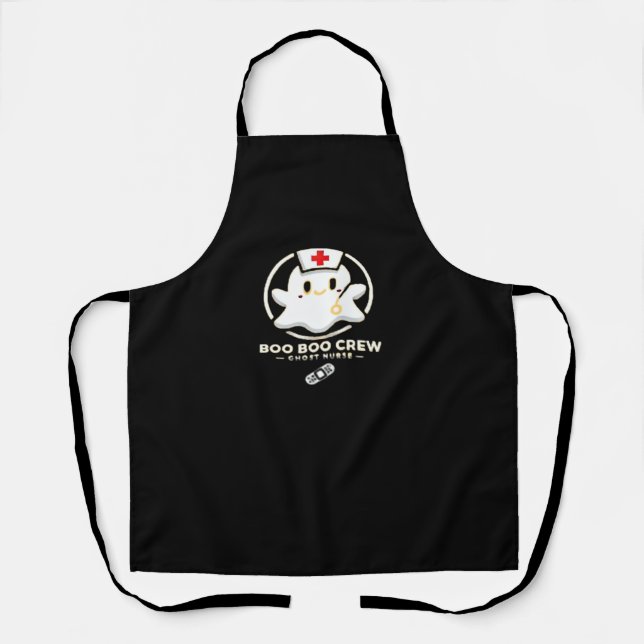 Boo Boo Crew Ghost Nurse - Cute and Spooky Hallowe Apron (Front)