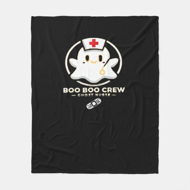 Boo Boo Crew Ghost Nurse - Cute and Spooky Hallowe Fleece Blanket (Front)