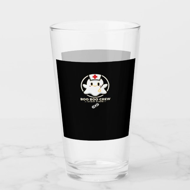 Boo Boo Crew Ghost Nurse - Cute and Spooky Hallowe Glass (Front)