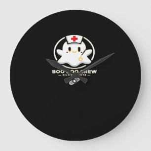 Boo Boo Crew Ghost Nurse - Cute and Spooky Hallowe Large Clock