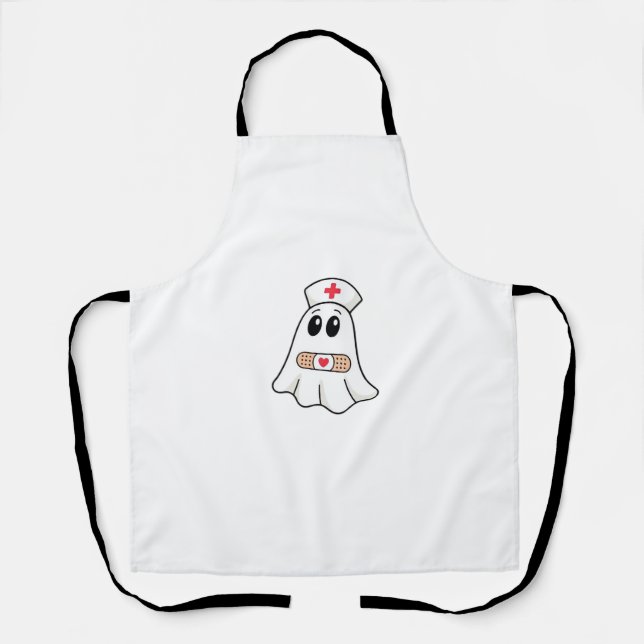 BOO BOO CREW Ghost Nurse Funny Halloween Essential Apron (Front)