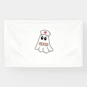 BOO BOO CREW Ghost Nurse Funny Halloween Essential Banner