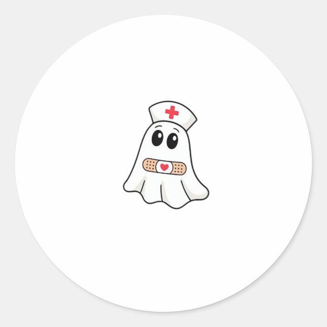 BOO BOO CREW Ghost Nurse Funny Halloween Essential Classic Round Sticker (Front)