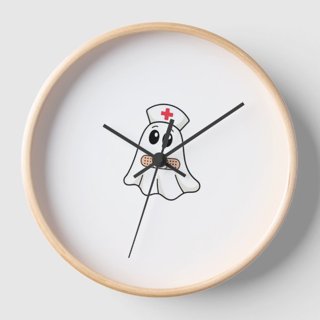 BOO BOO CREW Ghost Nurse Funny Halloween Essential Clock (Front)