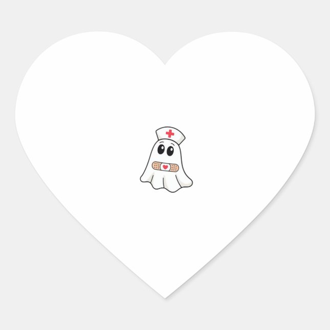 BOO BOO CREW Ghost Nurse Funny Halloween Essential Heart Sticker (Front)