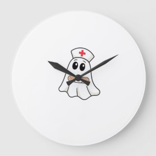 BOO BOO CREW Ghost Nurse Funny Halloween Essential Large Clock