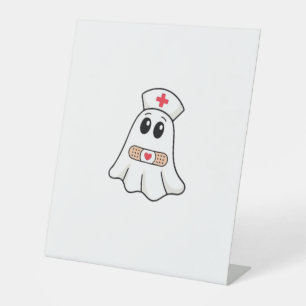 BOO BOO CREW Ghost Nurse Funny Halloween Essential Pedestal Sign